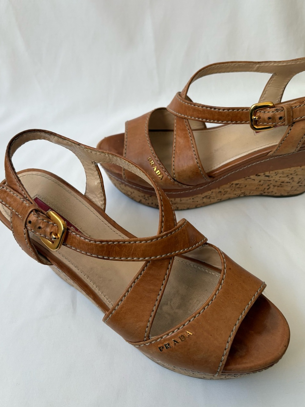 Authentic Prada Leather Platform Sandals